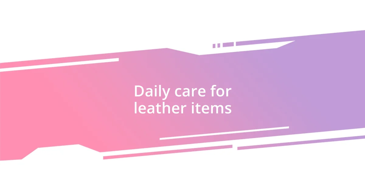 Daily care for leather items